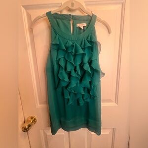 Dress Barn Teal Ruffle Sleeveless Top